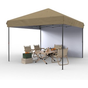 10x10 Ft Pop Up Canopy, 10'x10' Folding Canopy with 3 Highters Adjustable, Outdoor Event Shelter UPF 50+ Gazebo Portable Tents for Beach Wedding EZ - 1 of 4