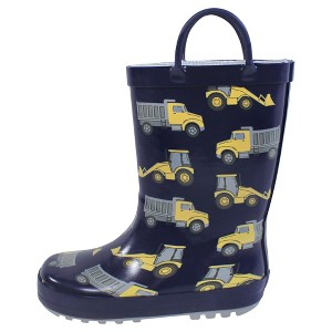 Hudson Baby Infant Boy Rain Boots, Navy Construction - 1 of 4