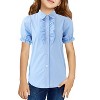 Girls Ruffle Button Down Shirts Short Sleeve School Tops Plaid Blouse 4-13Y - 3 of 4