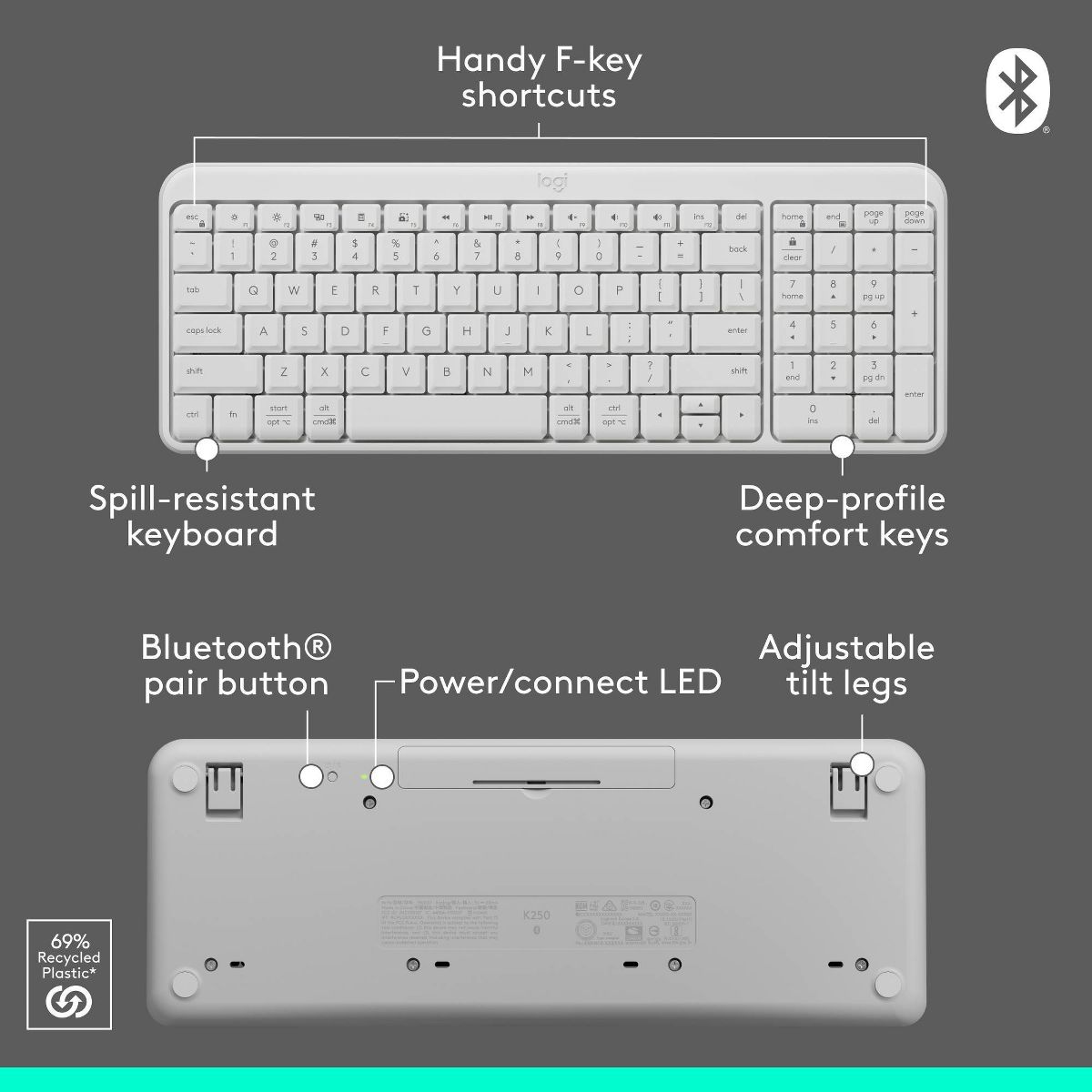 Logitech Bluetooth Compact Combo - White - thumbnail 8