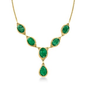 Ross-Simons 43.00 ct. t.w. Emerald Y-Necklace in 18kt Gold Over Sterling Size 18 - 1 of 4