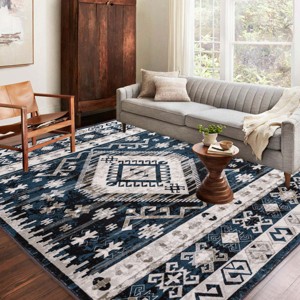 Gulches Faded Bohemian Geometric Area Rug Ultra Soft Faux Cashmere, TPR Non Slip, Kid and Pet Friendly, Machine Washable - 1 of 4