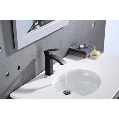 Black Single-Handle Waterfall Faucet for Bathroom Vanity Sink, Extra-Wide Rectangular Spout - image 1 of 4