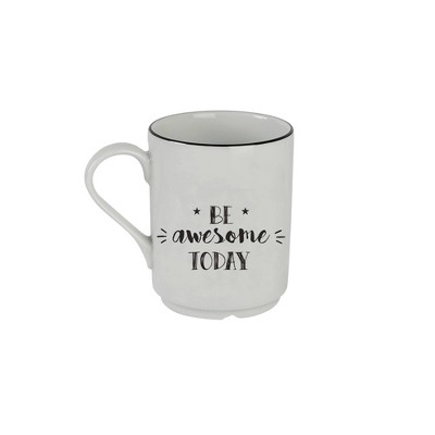 Be Happy White Ceramic 4-Piece Mug Set