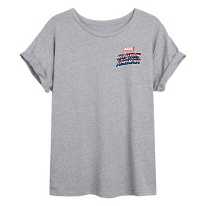 Women's - Marvel - Captain America Retro Distressed Flag Oversized Graphic T-Shirt - 1 of 4