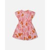 Deux par Deux Girl Printed Muslin Dress Pink and Coral Flowers - 3 of 4