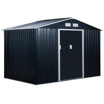 Outsunny Metal Storage Shed Organizer, Garden Tool House with Vents and Sliding Doors for Backyard, Patio, Garage, Lawn