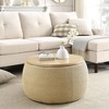 FURNIinspire Ottomans And Benches Handmade Fabric Storage Ottoman Multifunctional Work As End Table And Ottoman Plastic, Yellow, 25.50"*25.50"*14.50" - 2 of 4