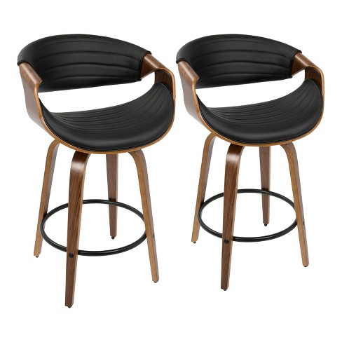 Set Of 2 Symphony Mid Century Modern Counter Height Barstool Faux