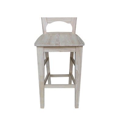 Rustic Farmhouse 30" Saddle-Style Solid Wood Barstool in Natural Brown