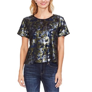 Vince Camuto Womens Camo Sequined Embellished T-Shirt - 1 of 1