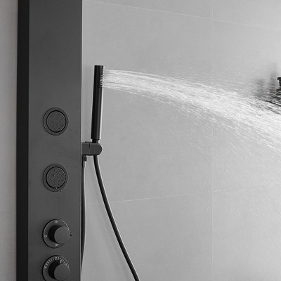 Matte Black Multi-Function Shower Panel with Adjustable Head