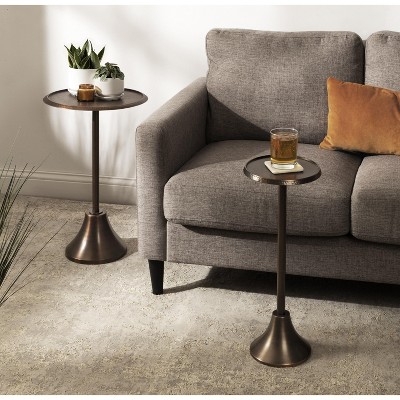 Sanzo Artisan-Crafted Round Metal Drink Table, 9x15" - Silver Finish