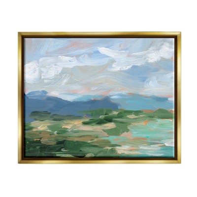 Stupell Industries Modern Brushed Cloudy Landscape Framed Floater Canvas Wall Art