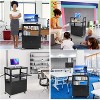 Rolling Av Cart, Height Adjustable Mobile Workstation, Lockable Cabinet, Laptop Stand and Folding Blade, Home Or Office, Black - 4 of 4