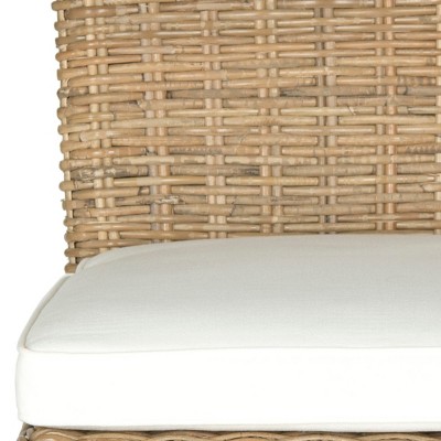 Transitional 21'' White and Brown Rattan Cane Side Chair Set