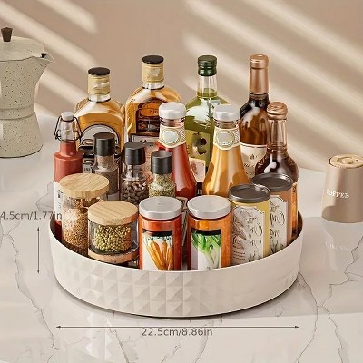 A Multifunctional Rotating Seasoning Rack For The Corner Of The Kitchen Countertop, Which Can Be Used To Store Bottles Of Oil, Salt, Sauce Vinegar