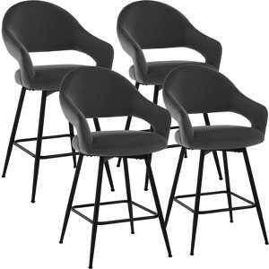 Bekrvio Swivel Counter Height Bar Stools Set of 2/4,26" Kitchen Bar Chairs w/Hollow Back,Faux Leather/Velvet Upholstered for Kitchen Island - 1 of 4