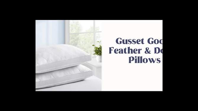 Peace Nest Quilted Gusseted Goose Feather Down Pillow Set of 2, 2 of 9, play video