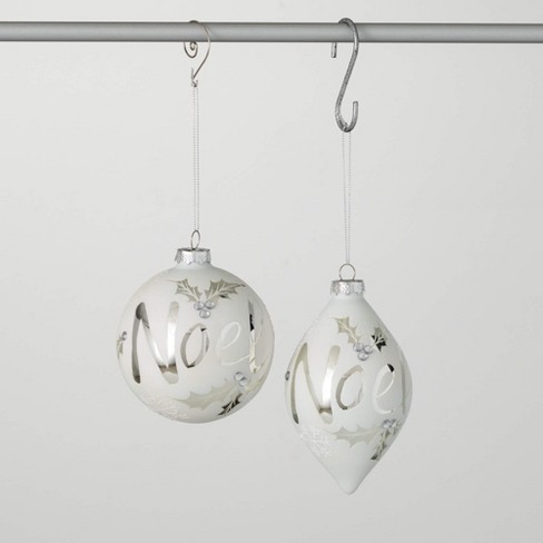 5"H & 4"H Sullivans Christmas White Silver Noel Ornaments Set of 2  White-Silver - image 1 of 4