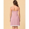 cheibear Women's V Neck Lace Trim Solid Color Pajama Sleepdress Nightgown - 4 of 4