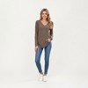 Anna-Kaci Women's Long Sleeve V-Neck Knit Top with Curved Hem and Relaxed Fit - 4 of 4