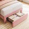 Homhougo Twin Bed Frame with Under-Bed Drawer, Pink Velvet Upholstered Platform Bed Pink - 3 of 4