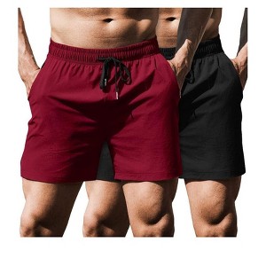 COOFANDY Men's Running Athletic Shorts 5 Inch 2 Pack Gym Workout Shorts Fitted Exercise Hiking Shorts with Zipper Pocket - 1 of 4