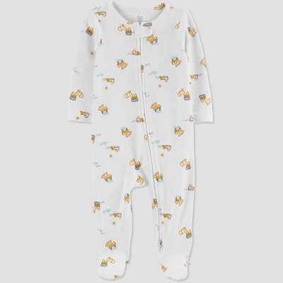 Carter's Just One You® Baby Boys' Construction Footed Pajama - White Newborn
