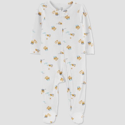 Image of Baby Boys' Construction Footed Pajama - Just One You® made by carter's White 0-3M