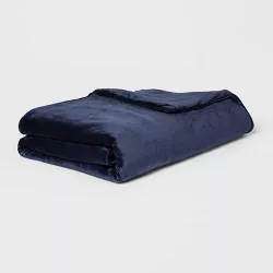 55"x80" 15lbs Micro Plush Weighted Blanket with Removable Cover Navy - Threshold™