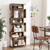 Tangkula 6-tier S-shaped Bookshelf 64" Open-back Bookcase Home Wood Organizer Free-standing Storage Shelf - 3 of 4
