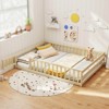 Costway Full Size Floor Bed with Full Length Safety Guardrails & Door for Boys, Girls Pink/Mint Sky/Icy Aqua/Gray/White/Natural - 2 of 4