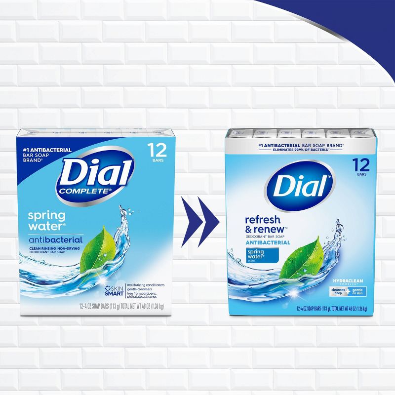 Dial Antibacterial Deodorant Spring Water Bar Soap - 12pk - 4oz each, 4 of 8