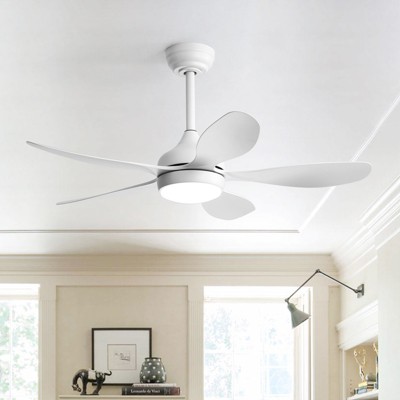 Sofucor White Ceiling Fans with Lights Large Airflow 42inch Modern Ceiling Fan with Quite Reversible DC Motor 3 Color Temperature Dimmable LED Light