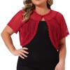 Agnes Orinda Women's Plus Size Sheer Lace Elegant Eyelet Crop Banquet Shrugs - 2 of 4