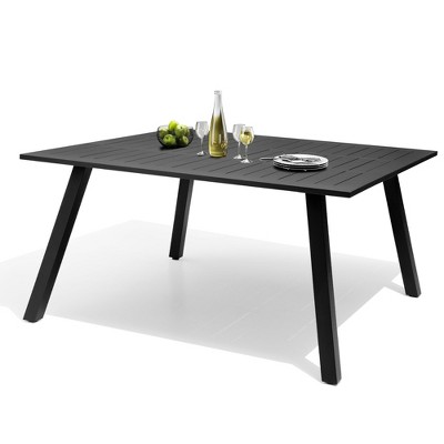 Crestlive Products Patio Expandable Dining Table, All Weather Aluminum Outdoor Indoor Rectangular Table for 6-8 People Folding Extension Table