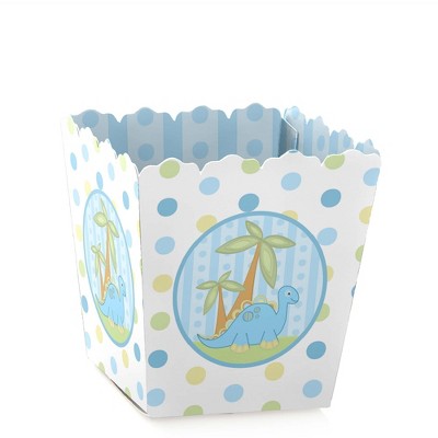 Big Dot of Happiness Baby Boy Dinosaur - Party Mini Favor Boxes - Baby Shower or Birthday Party Treat Candy Boxes - Set of 12