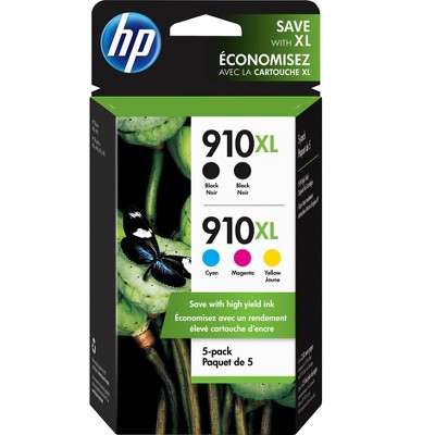 HP 910XL Black/Cyan/Magenta/Yellow High Yield Ink Cartridges 5/Pack 6ZA58AN#140