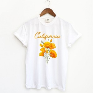Simply Sage Market Women's California Flower Colorful Short Sleeve Garment Dyed Tee - 1 of 2