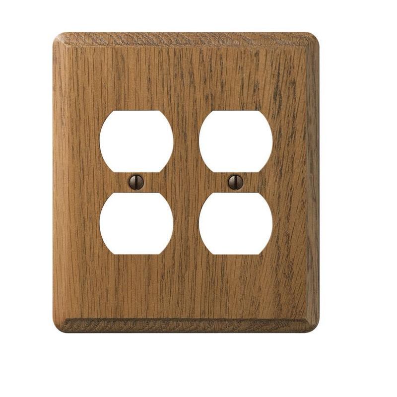 Amerelle Contemporary Brown 2 gang Wood Duplex Wall Plate 1 pk, 1 of 2