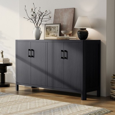 4 Door Farmhouse Wood Sideboard Cabinet,Rustic Accent Storage Cabinet with Soft Close Hinges,Cabinet for Entryway or Dining Room-Cuddlewood