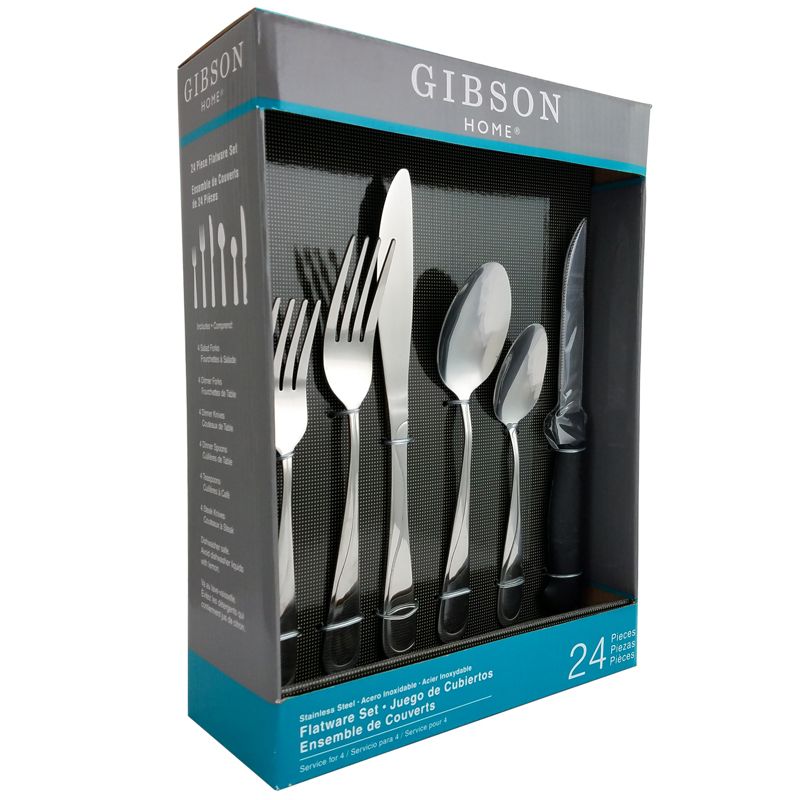 Gibson Home Trillium Plus 24 Piece Stainless Steel Flatware Set with 4 Steak Knives, 1 of 7