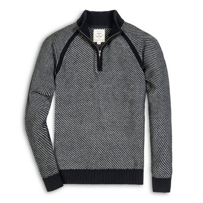 Hope & Henry Men's  Half Zip Raglan Contrast Sweater