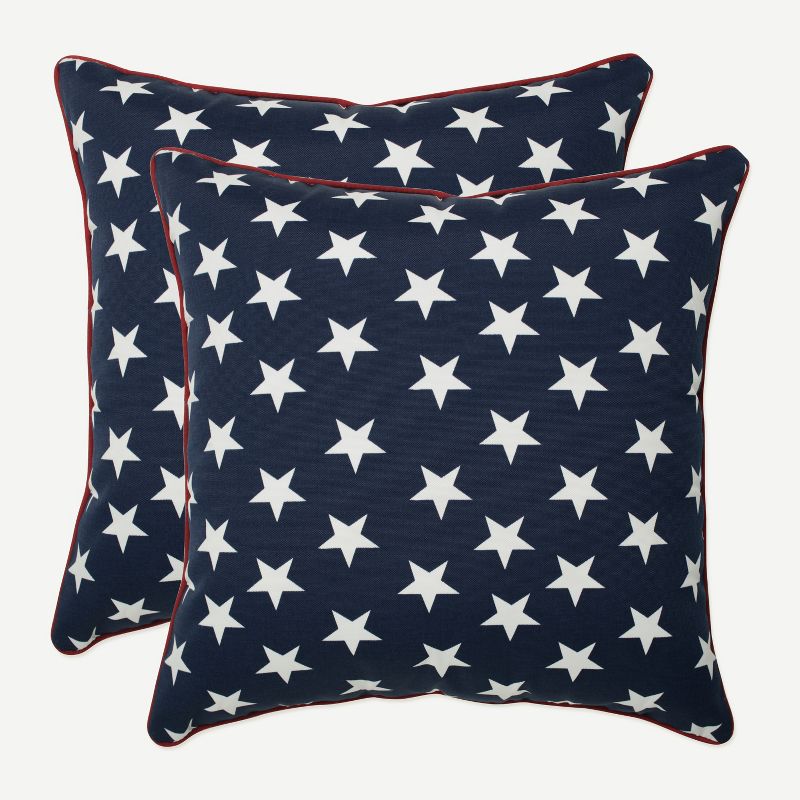 2pc Outdoor/Indoor Throw Pillow Macey Americana Blue - Pillow Perfect, 1 of 8