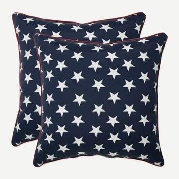 2pc Outdoor/Indoor Throw Pillow Macey Americana Blue - Pillow Perfect