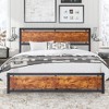 VECELO Twin/Full/Queen/King Size Bed Frame with Wooden Headboard, Metal Bed Platform No Box Spring Needed with Heavy Duty Steel Slat, Brown - 4 of 4