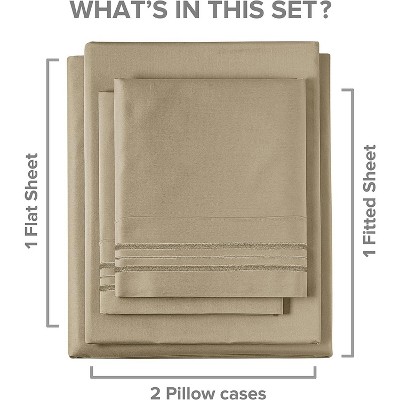 King Beige Cotton Polyester Deep Pocket Sheet Set