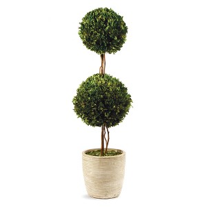 Plum & Post Boxwood Double Faux (Fake) Sphere Topiary 28" - 1 of 2