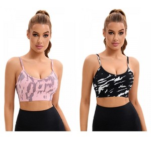 INSPIRE CHIC 2 Pcs Women's Tie-Dye Adjustable Straps U Back Wirefree Full Support Workout Sports Bras - 1 of 4